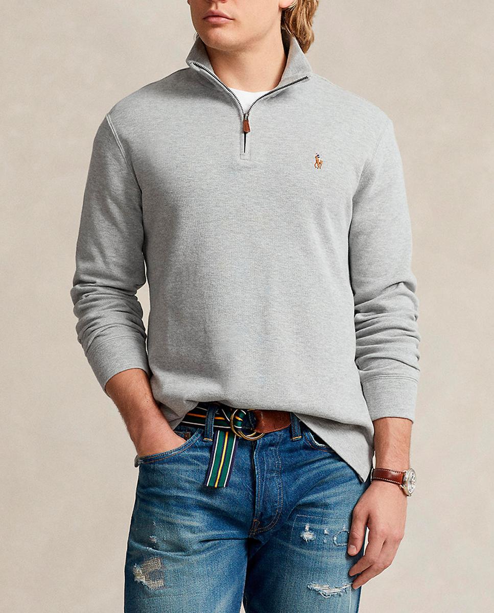 Imagen 0 de Jersey de hombre de algodón con cuello alto con cremallera