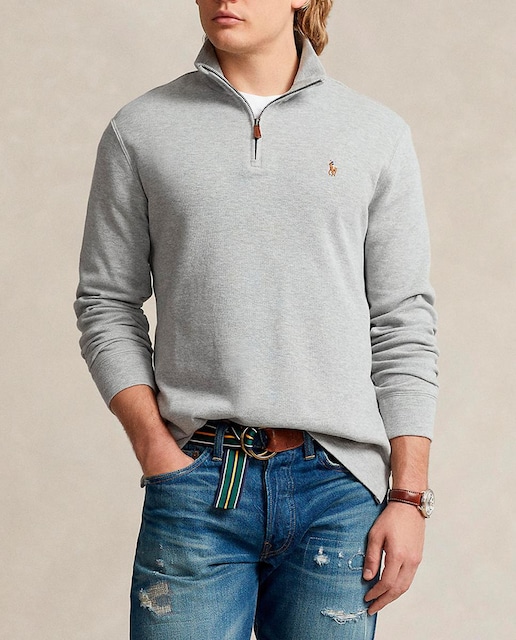 Imagen 0 de Jersey de hombre de algodón con cuello alto con cremallera