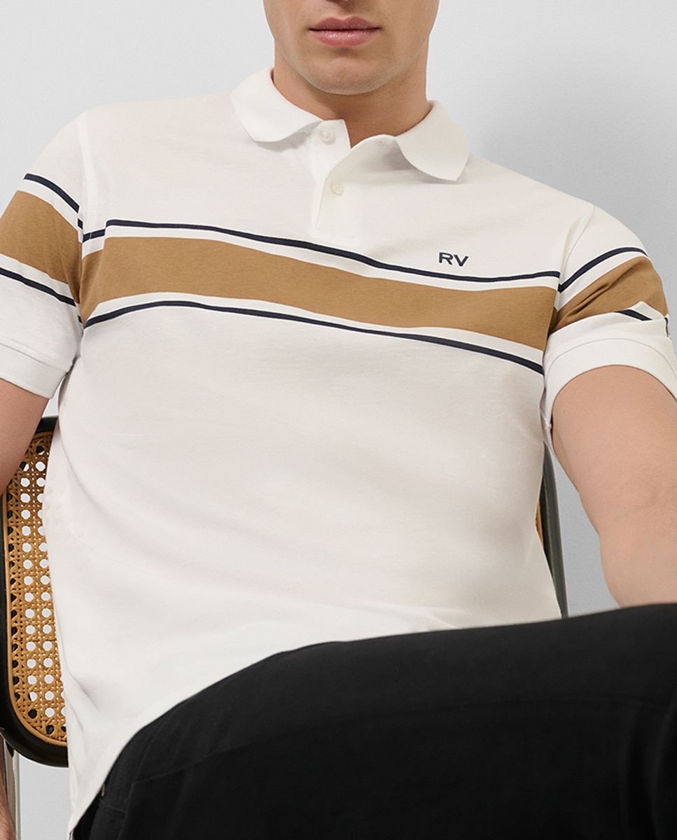 Imagen 0 de Polo de hombre manga corta algodón mercerizado con raya pecho