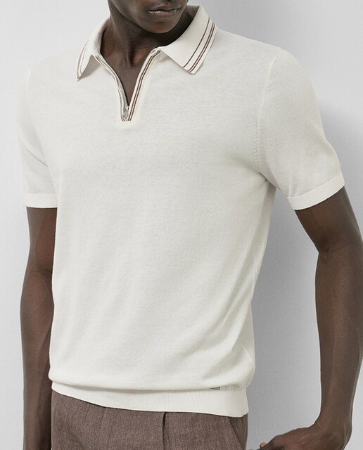 Imagen 0 de Polo de hombre manga corta tricotado con rayas en cuello y puños