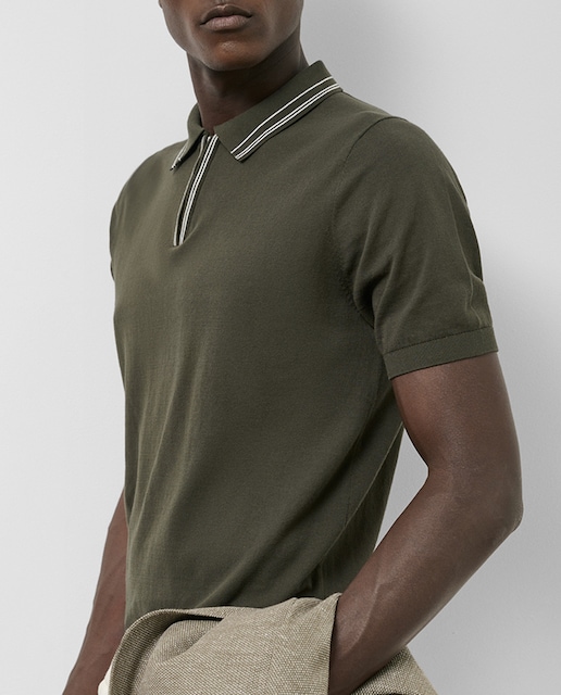 Imagen 0 de Polo de hombre manga corta tricotado con rayas en cuello y puños