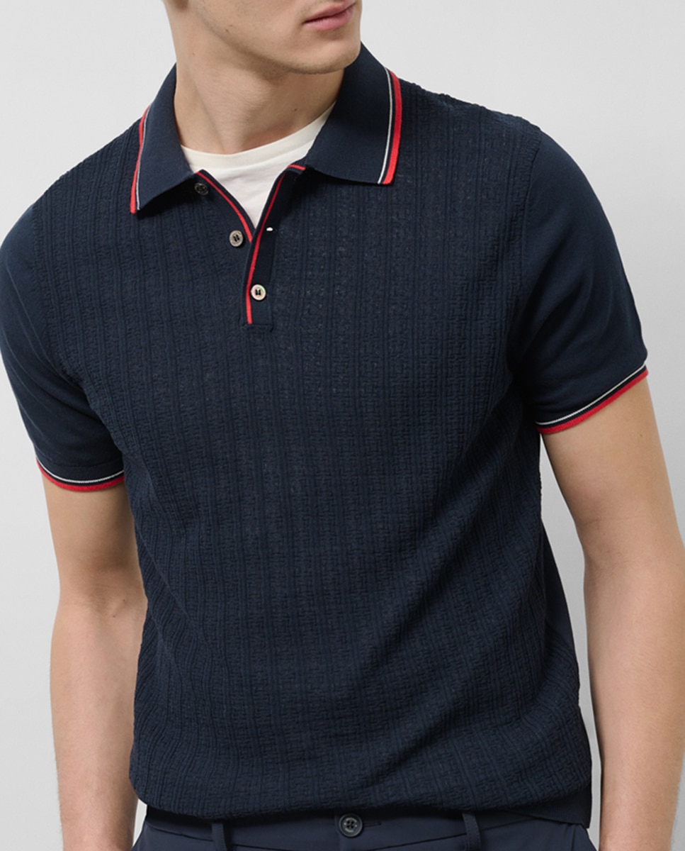Imagen 0 de Polo de hombre manga corta tricotado estructura rayas