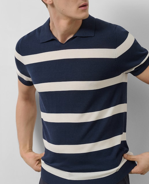 Imagen 0 de Polo de hombre manga corta tricotado rayas