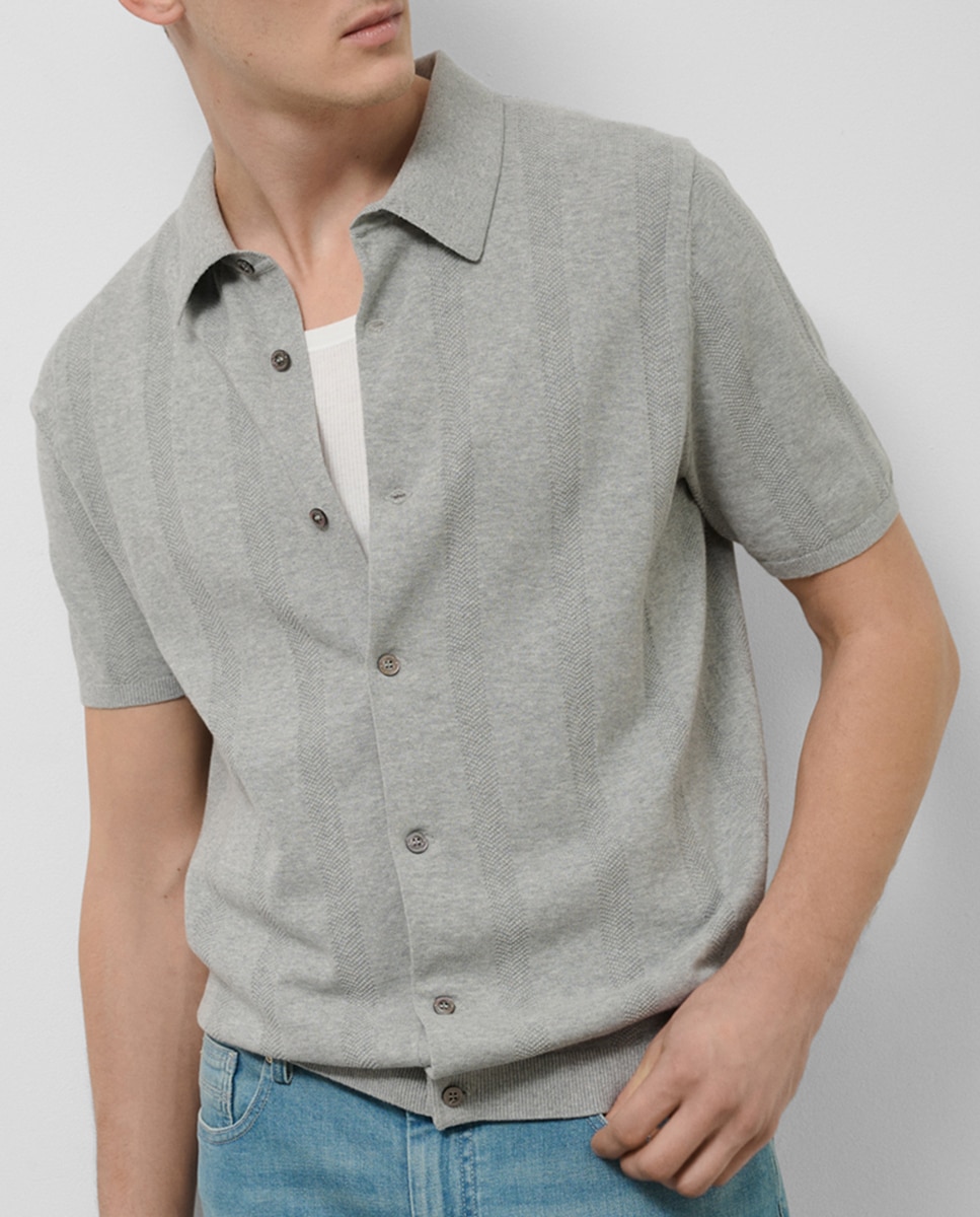 Imagen 0 de Polo de hombre manga corta abierto tricotado estructura