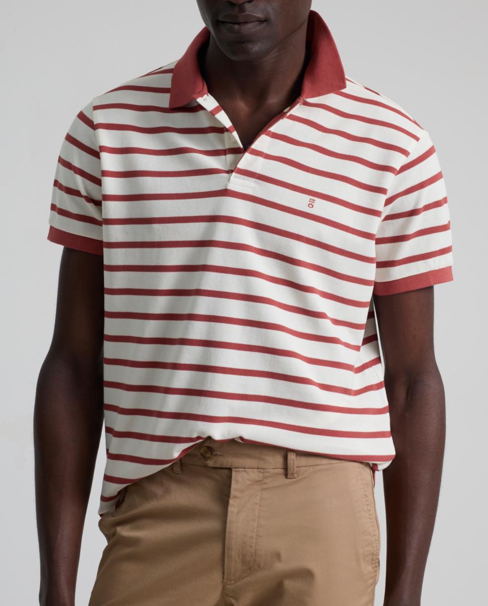 Imagen 0 de Polo rayas cuello contraste arcilla