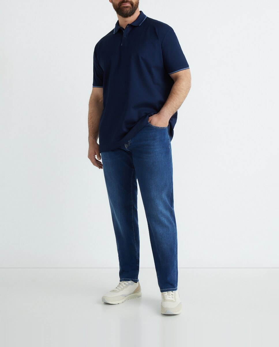 Imagen 0 de Polo de hombre manga corta piqué contrastes, tallas grandes
