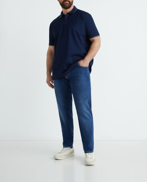 Imagen 0 de Polo de hombre manga corta piqué contrastes, tallas grandes