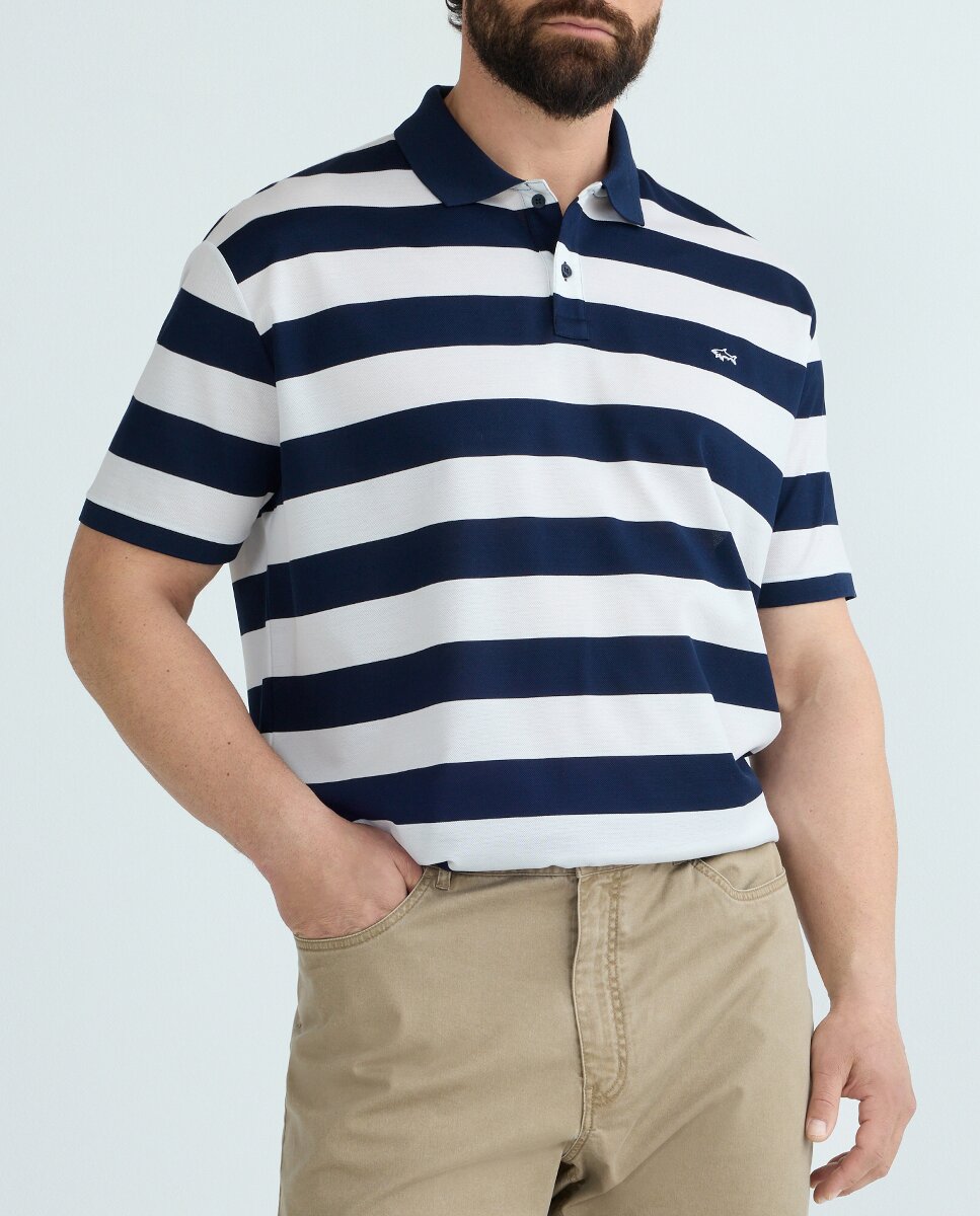 Imagen 0 de Polo de hombre de tallas grandes manga corta rayas logo pecho