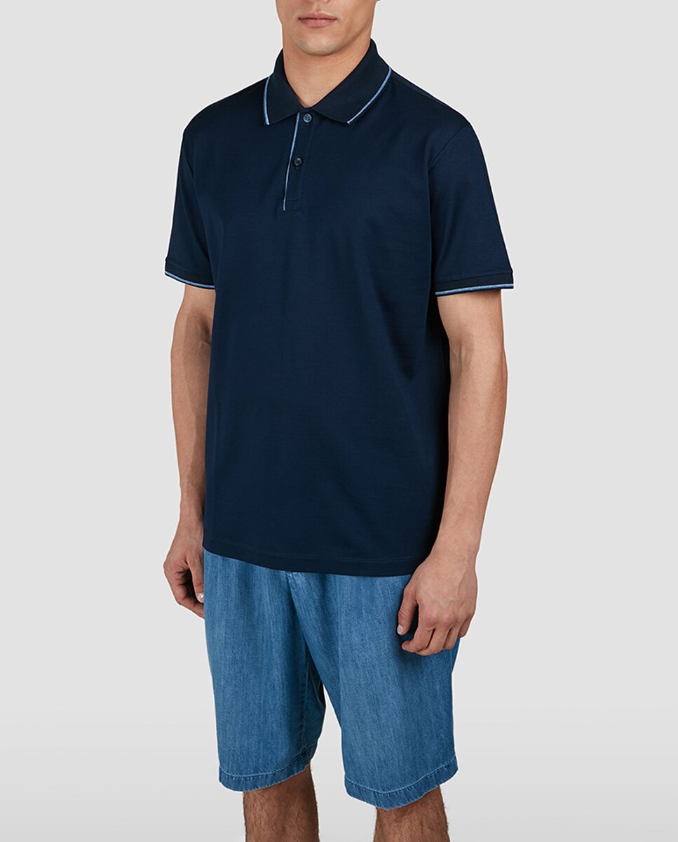 Imagen 0 de Polo de hombre manga corta ribete cuello y puños