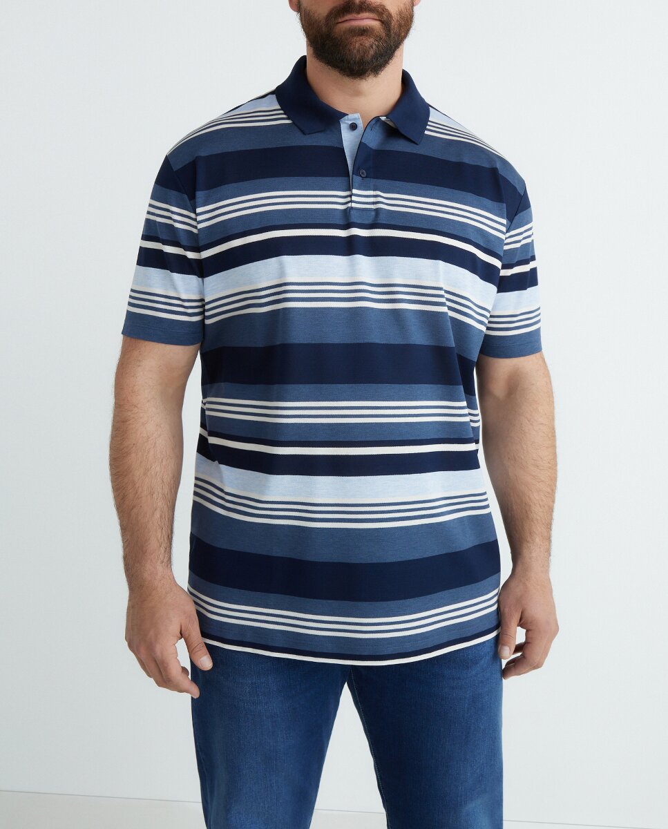 Imagen 0 de Polo de hombre manga corta piqué rayas, tallas grandes
