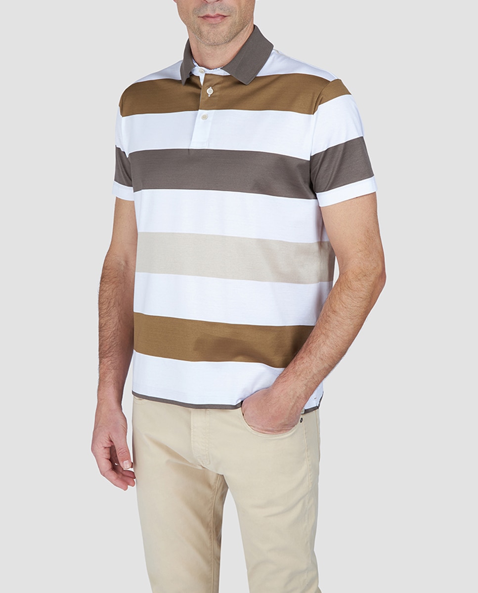 Imagen 0 de Polo de hombre de tallas grandes manga corta mercerizado rayas