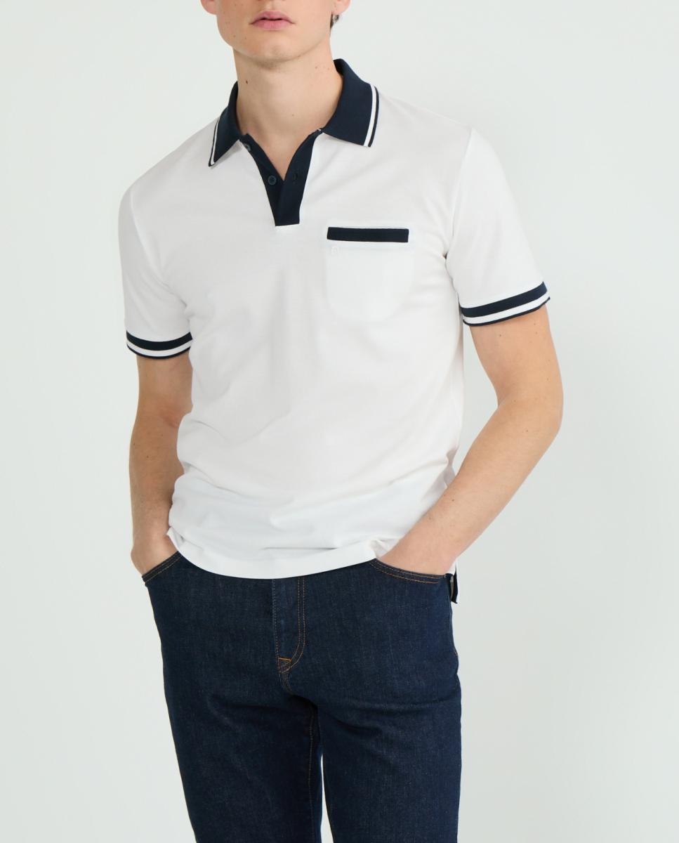 Imagen 0 de Polo de hombre en tejido piqué bicolor con bolsillo
