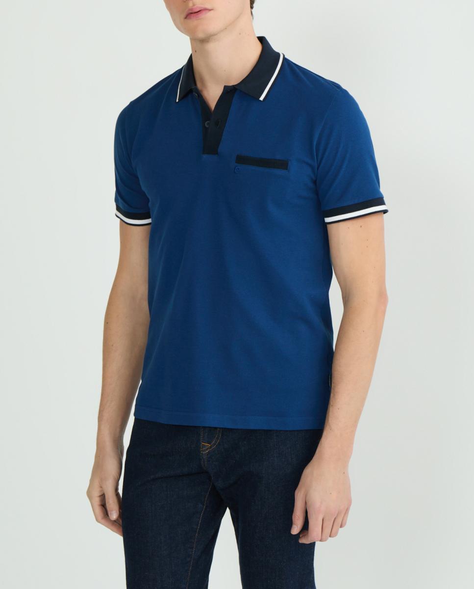 Imagen 0 de Polo de hombre en tejido piqué bicolor con bolsillo