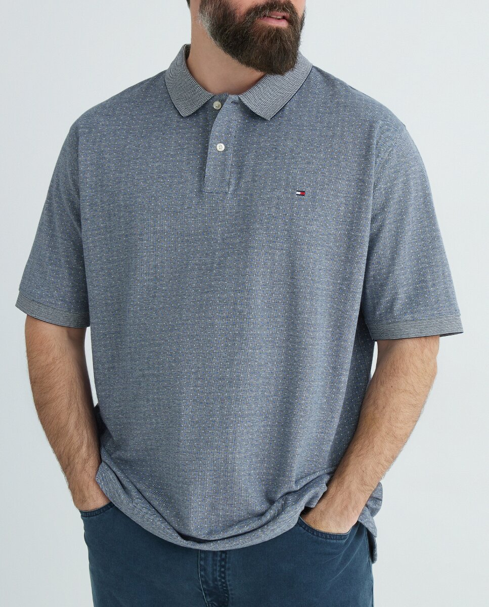 Imagen 0 de Polo estampado de manga corta con logo bordado tallas grandes