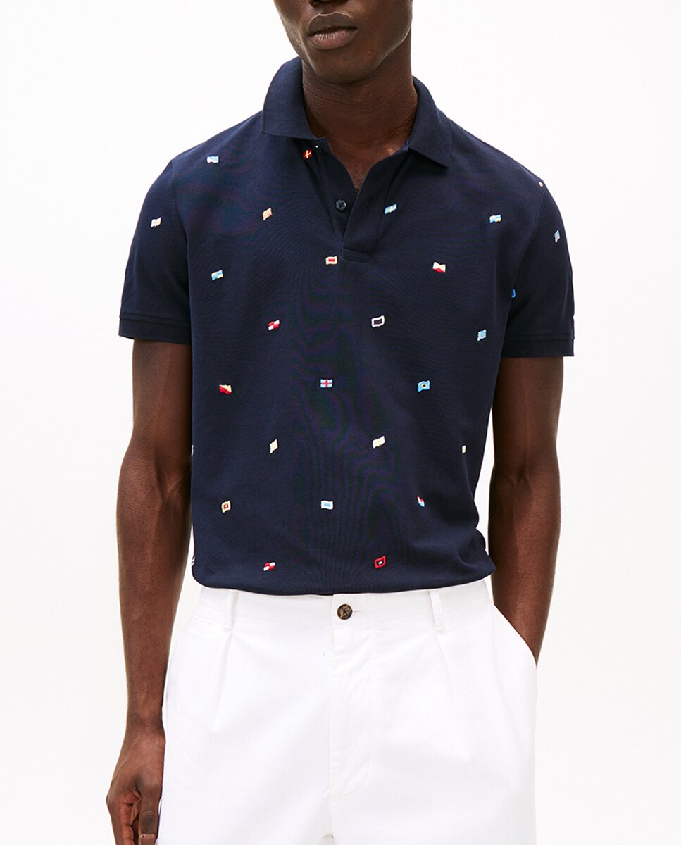 Imagen 0 de Polo de caballero con bordado de banderas