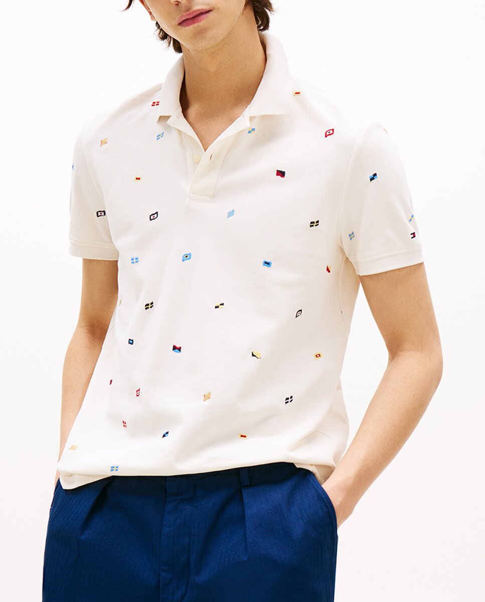 Imagen 0 de Polo de caballero con bordado de banderas