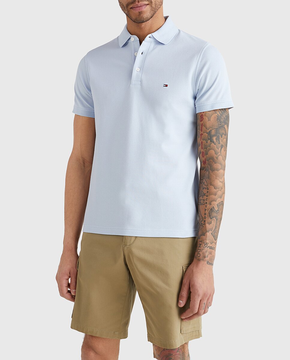 Imagen 0 de Polo básico de hombre slim fit azul de manga corta