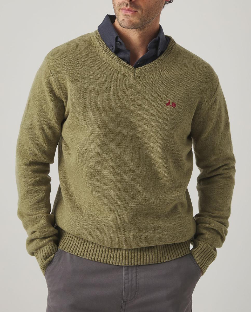 Imagen 0 de JERSEY V NECK WOOL KHAKI