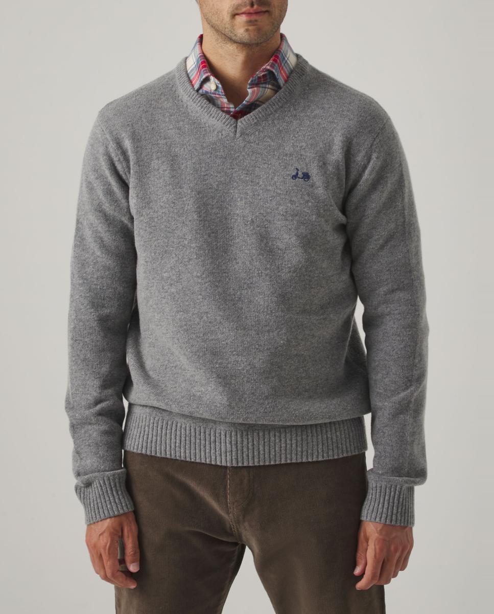 Imagen 0 de JERSEY V NECK WOOL GRIS MEDIO
