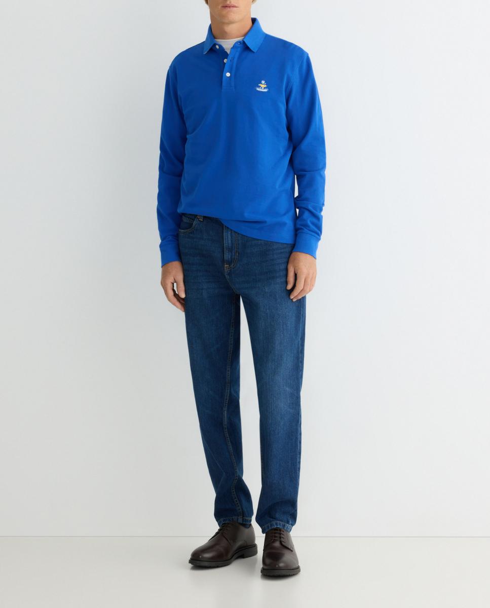 Imagen 0 de Polo de hombre de algodón pima de manga larga con logo
