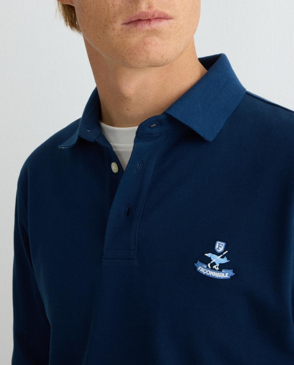 Imagen 0 de Polo de hombre de algodón pima de manga larga con logo
