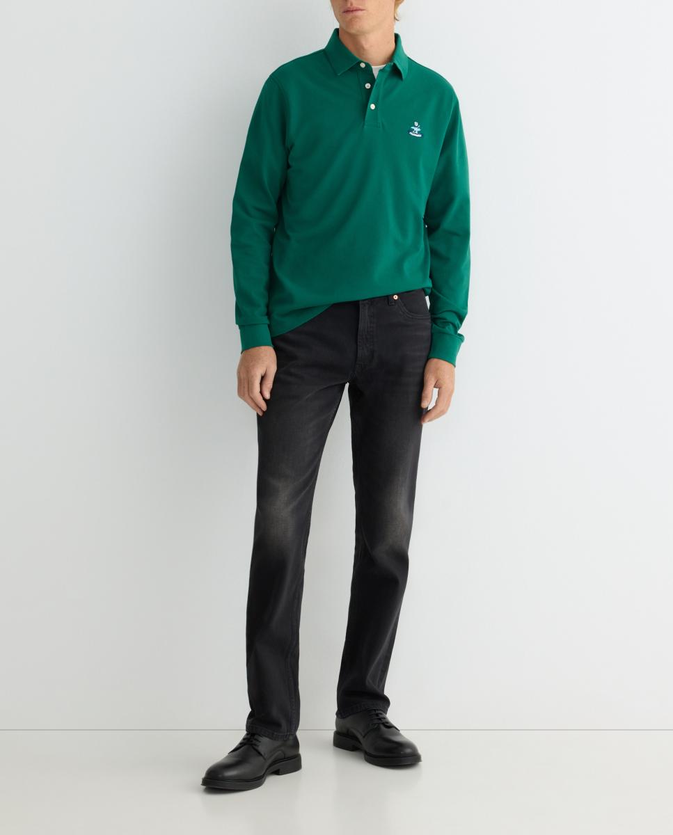 Imagen 0 de Polo de hombre de algodón pima de manga larga con logo