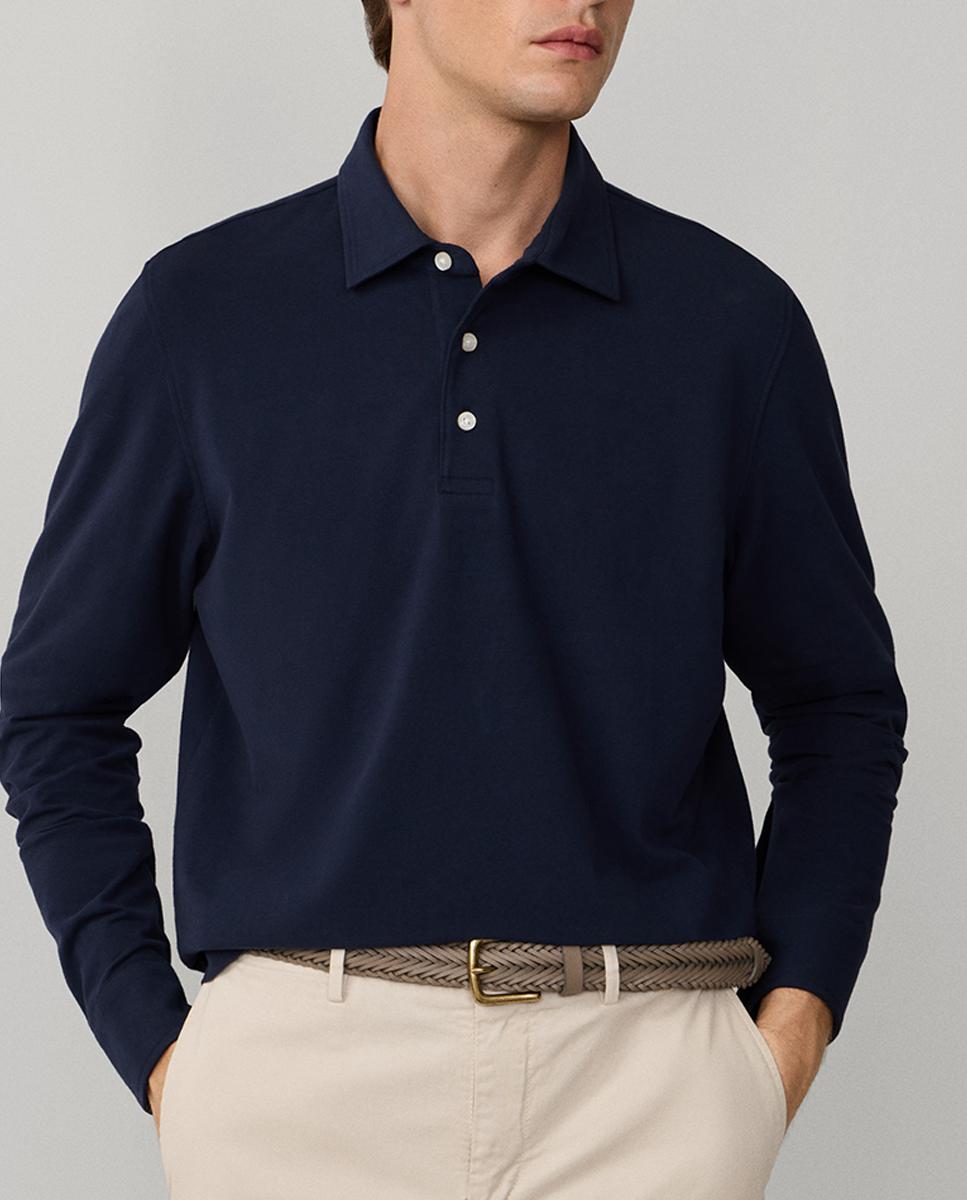 Imagen 0 de Polo de hombre de algodón elástico manga larga