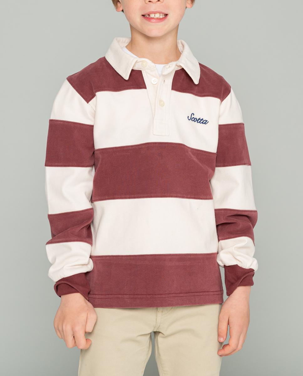 Imagen 0 de POLO NIÑO RUGBY STRIPES MOTO BURDEOS