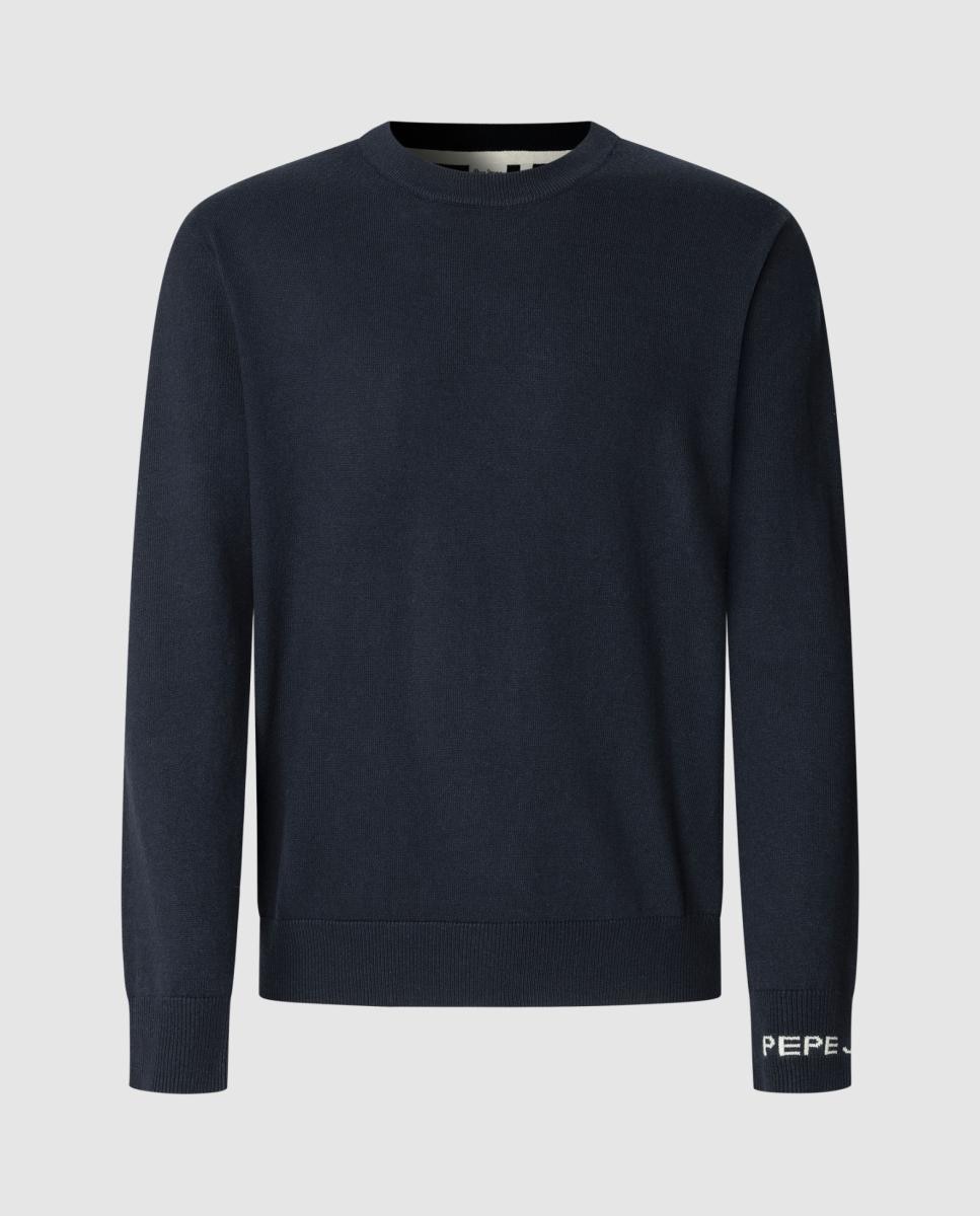 Imagen 0 de Jersey de hombre de cuello redondo en punto liso jacquard Pepe Jeans en puño