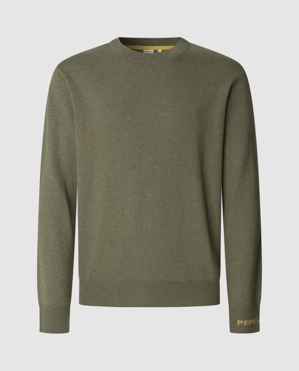 Imagen 0 de Jersey de hombre de cuello redondo en punto liso jacquard Pepe Jeans en puño