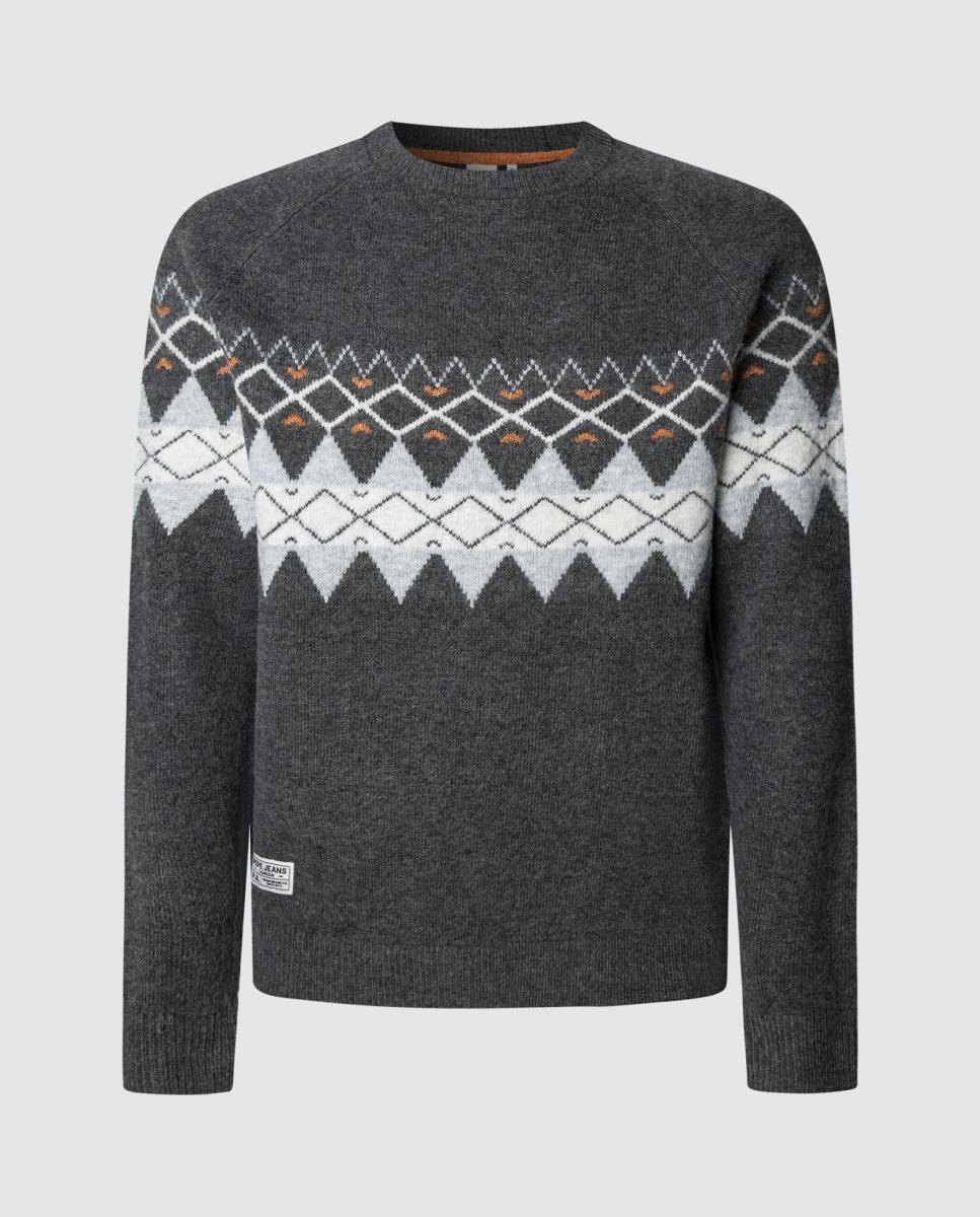 Imagen 0 de Jersey de hombre cuello redondo con estampado fairisle