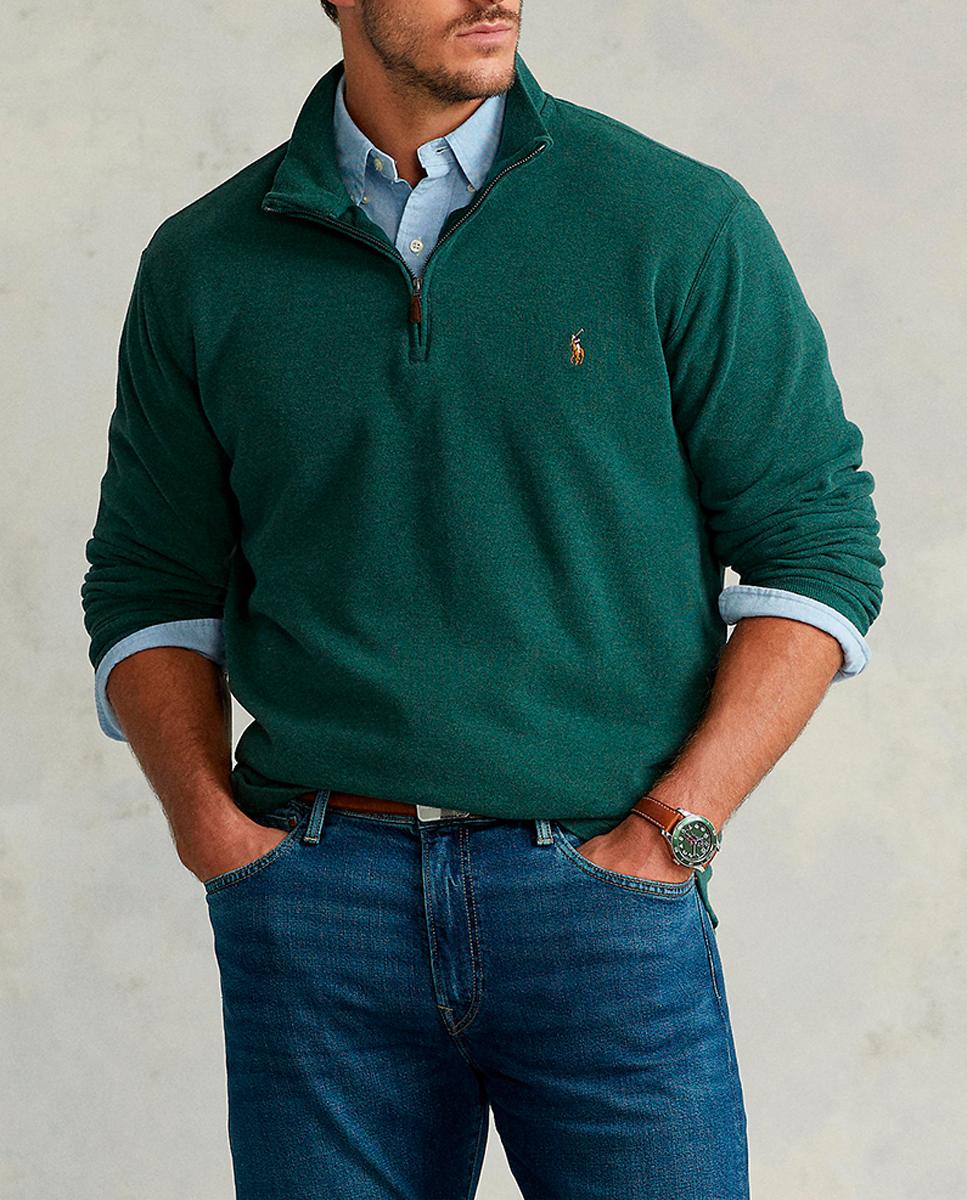 Imagen 0 de Jersey de hombre de media cremallera de algodón en tallas grandes