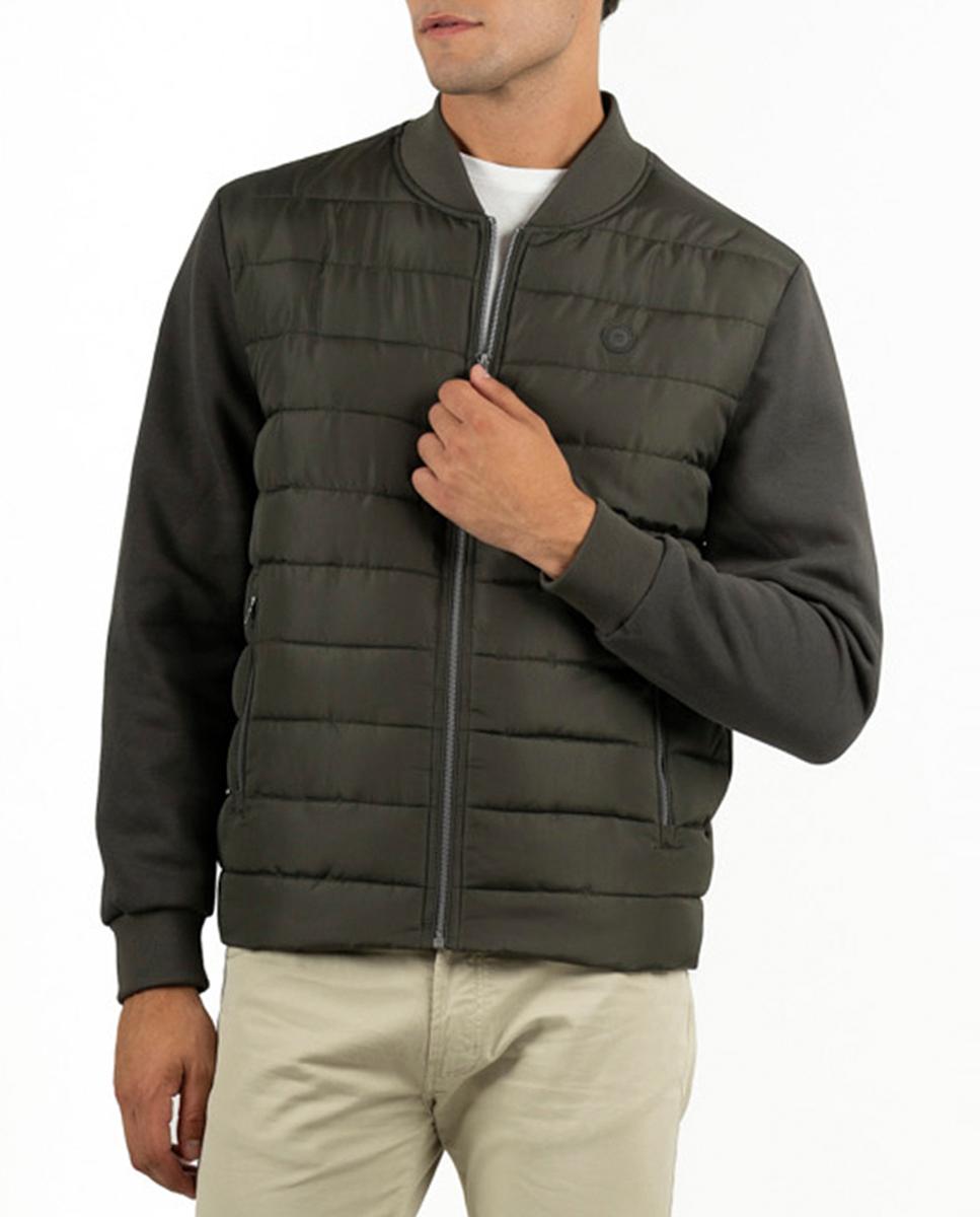 Imagen 0 de Chaqueta acolchada estilo bomber y mangas en tejido de punto
