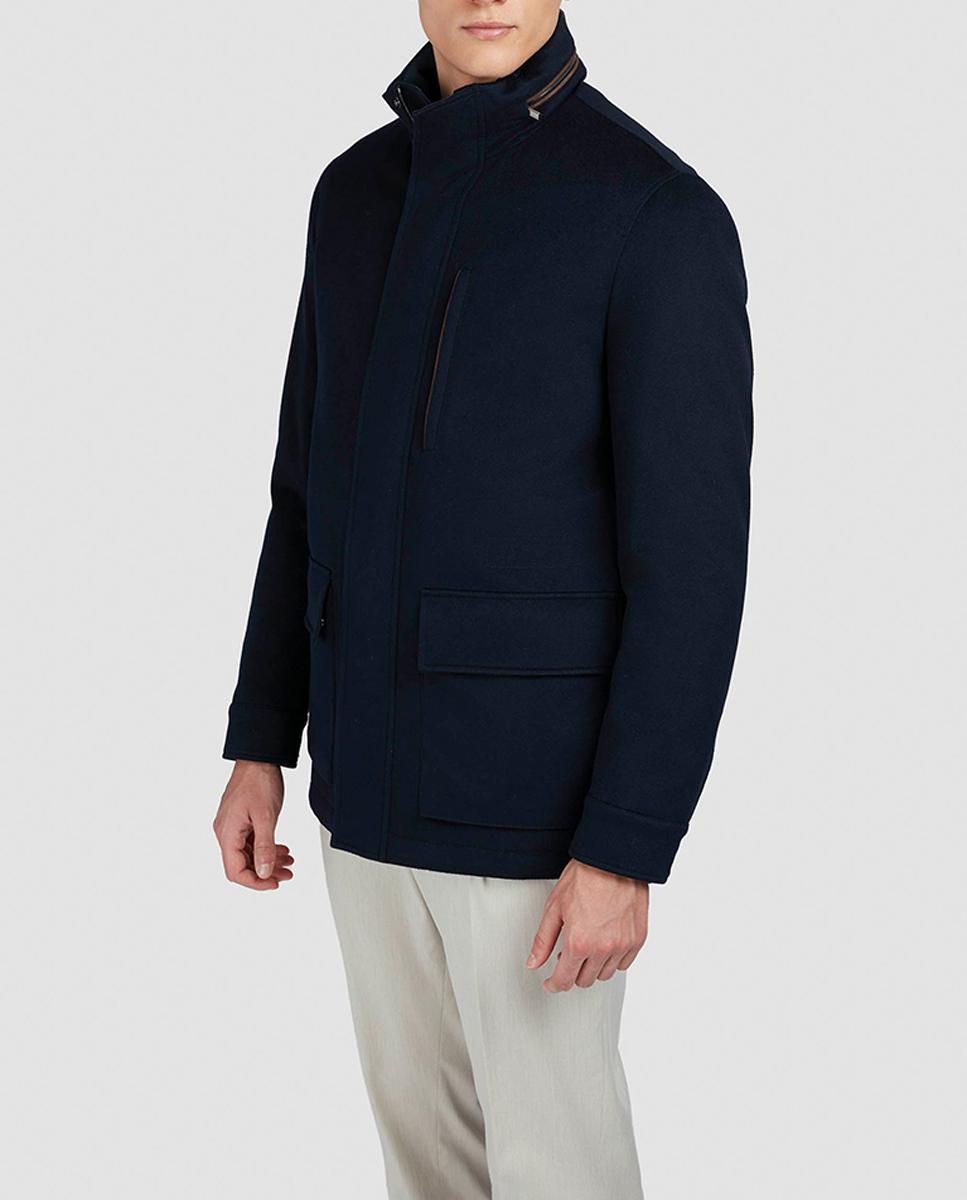 Imagen 0 de Chaquetón largo de hombre 4 bolsillos cashmere ribetes