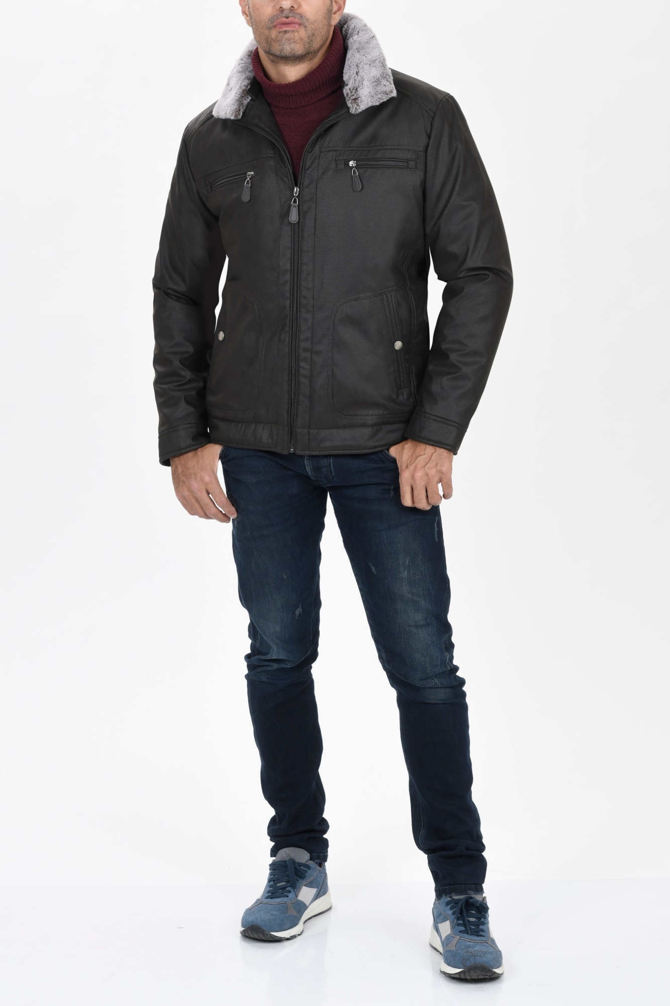 Imagen 0 de Parka microdibujo cuello pelo de hombre