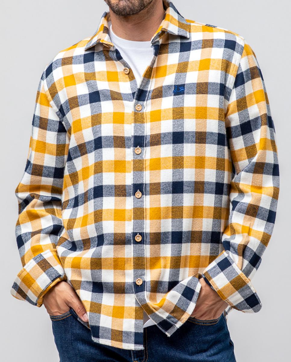 Imagen 0 de Sobrecamisa cuadros orgánica mostaza
