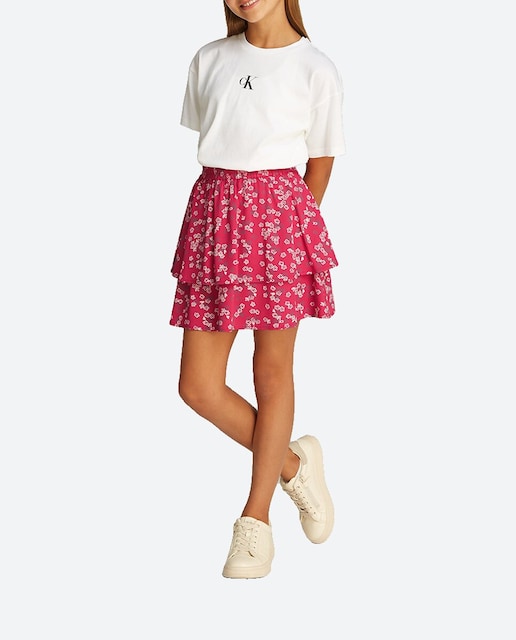 Imagen 0 de Falda de niña con volantes y estampado floral