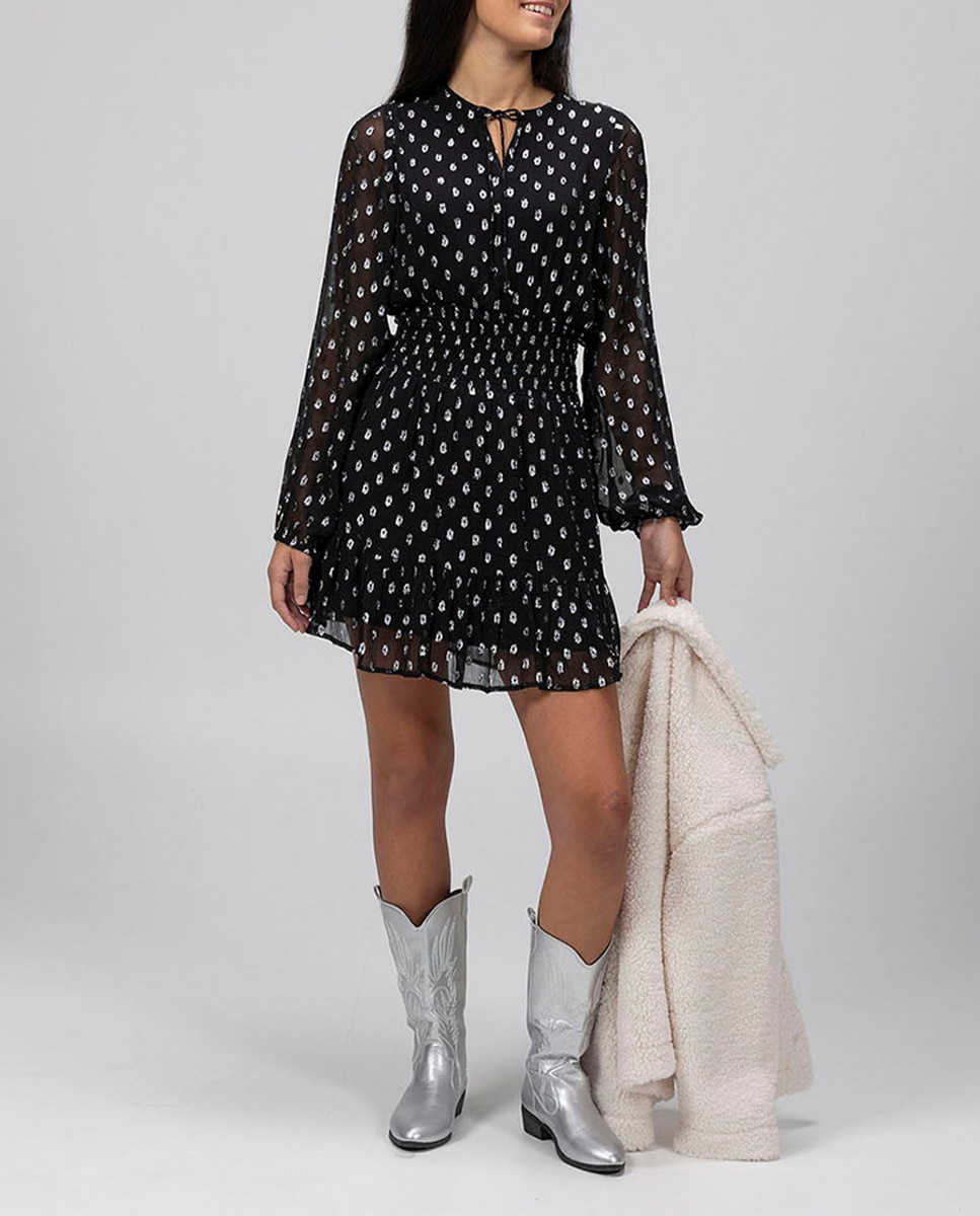 Imagen 0 de Vestido teen corto gomas estampado gotas