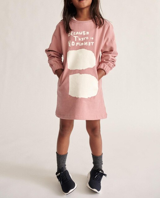 Imagen 0 de Vestido niña con manga larga y logo en blanco