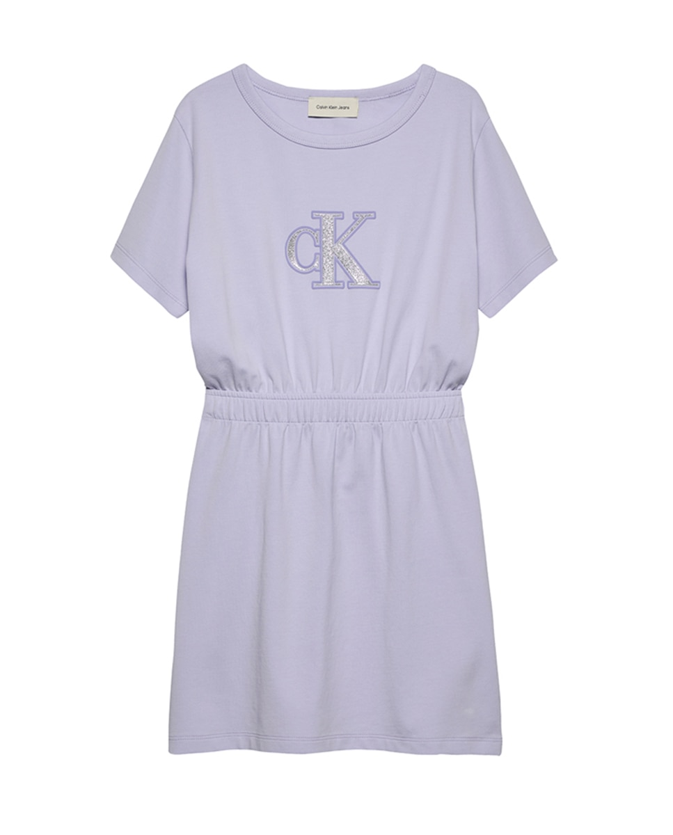 Imagen 0 de Vestido de niña manga corta con logo metalizado