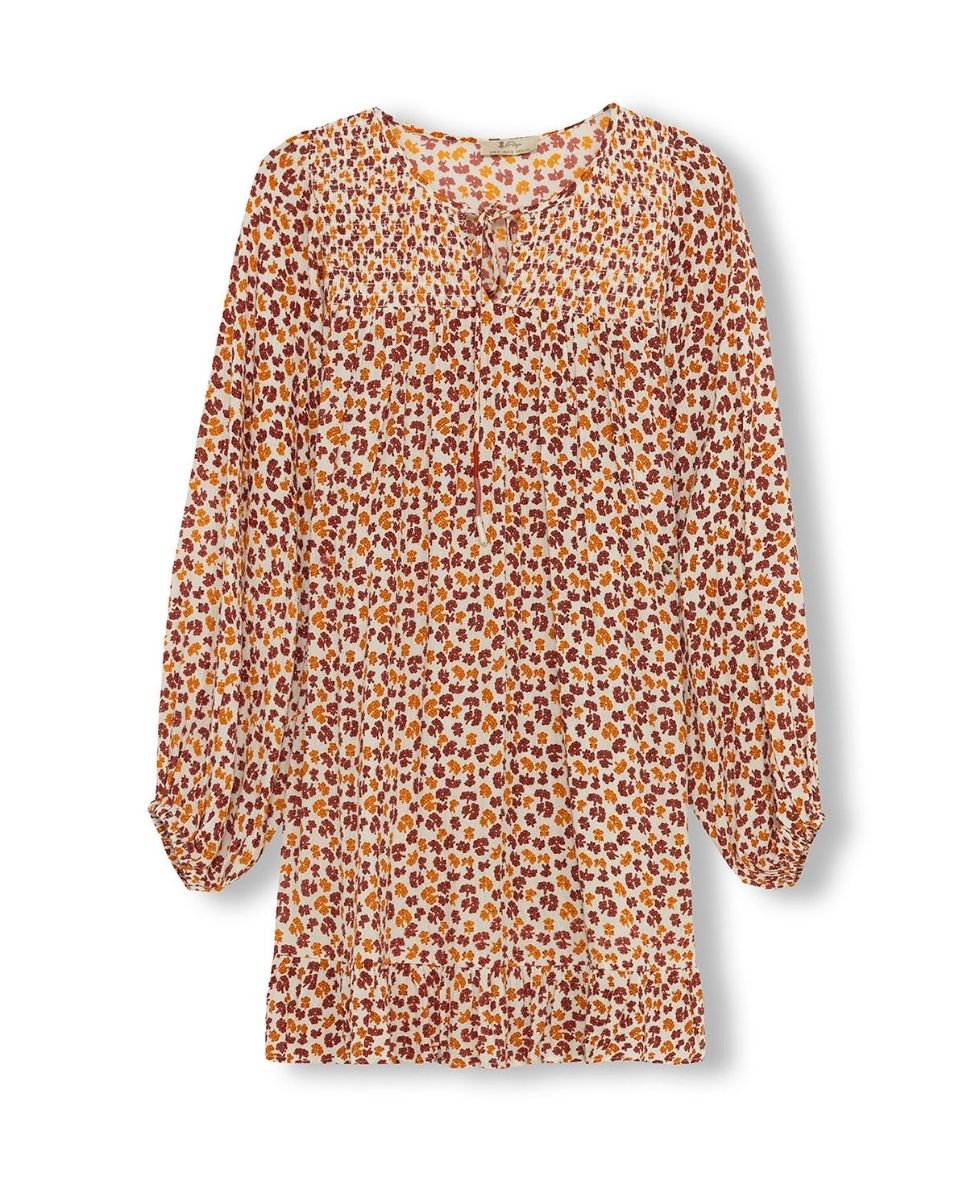 Imagen 0 de Vestido de niña teen corto gomas estampado flores