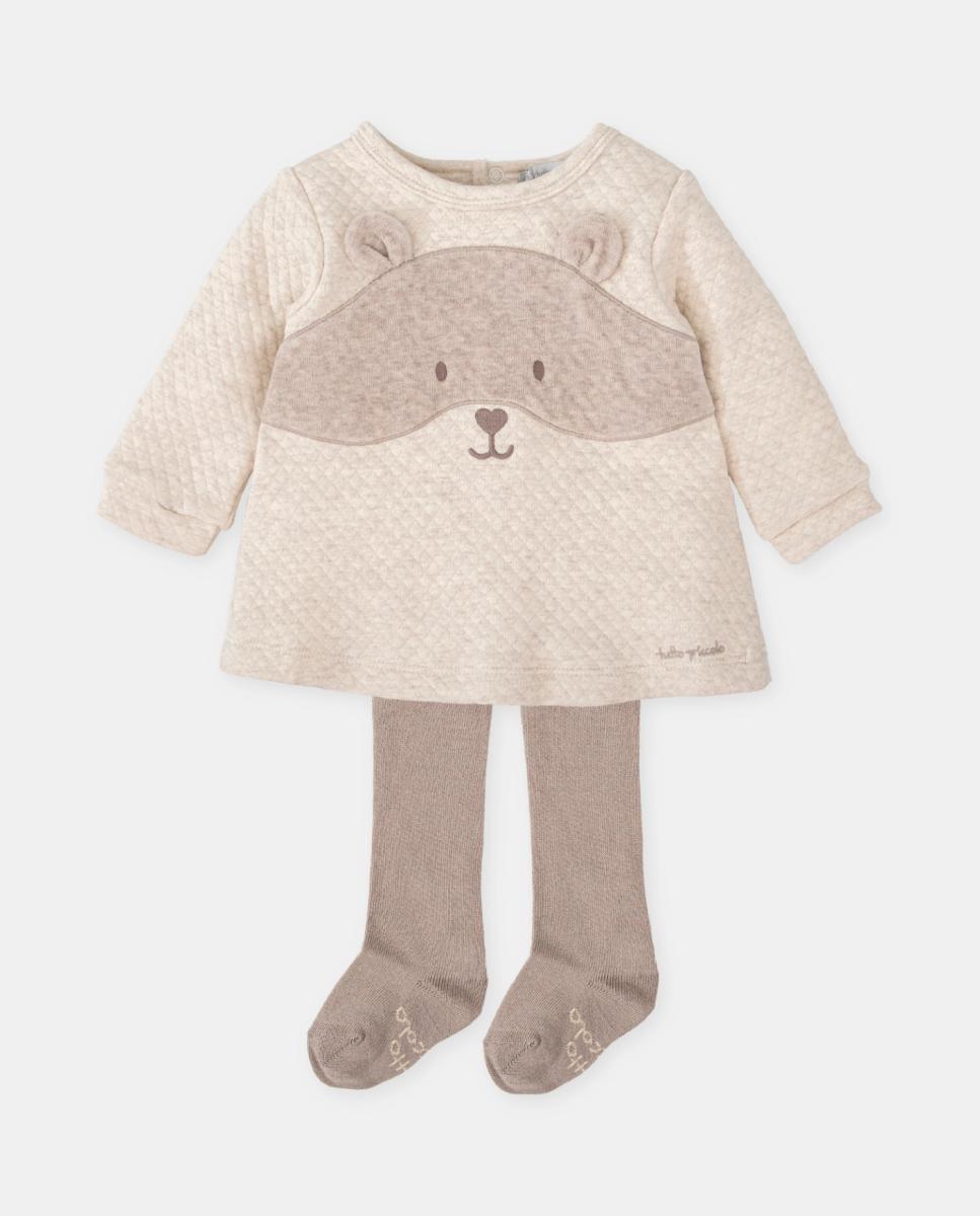 Imagen 0 de Vestido de niña efecto acolchado con oso