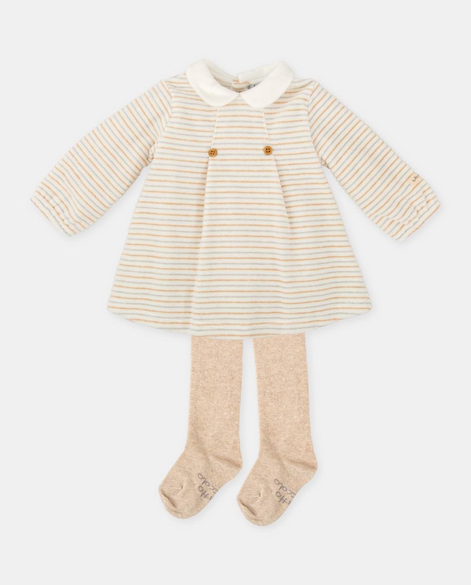 Imagen 0 de Vestido de niña tundosado a rayas