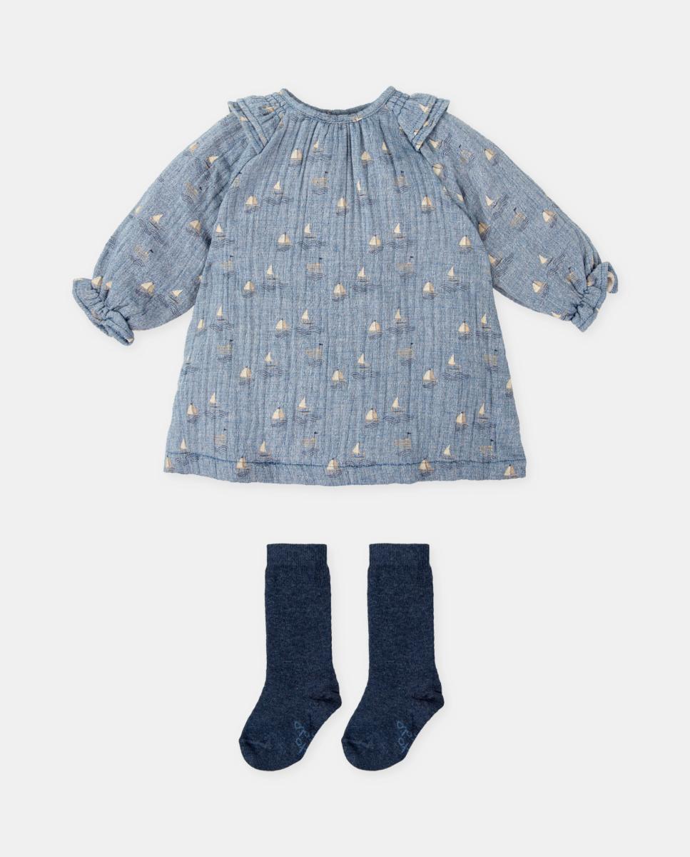 Imagen 0 de Vestido de niña de bambula con barcos