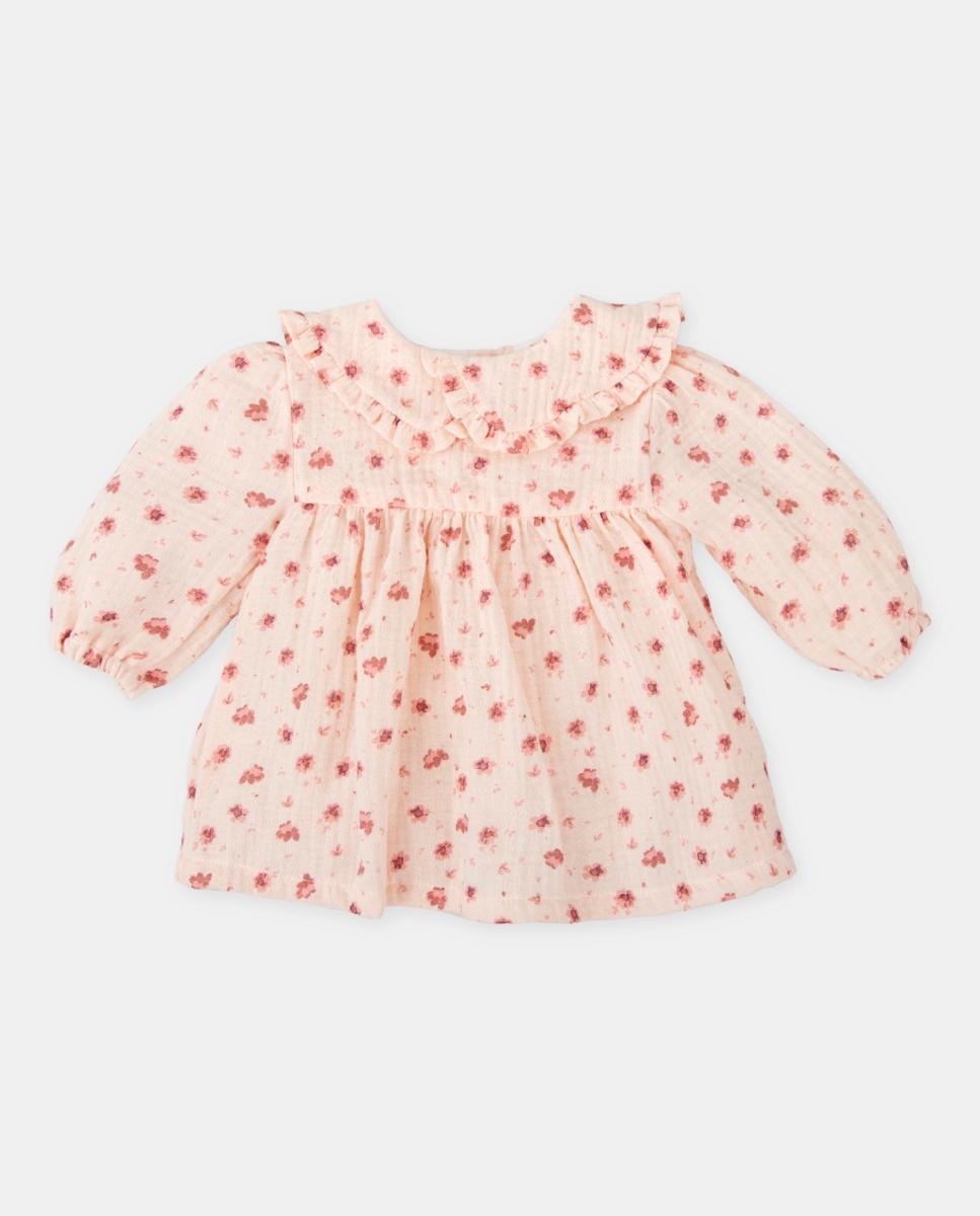 Imagen 0 de Vestido de niña con estampado floral de bambula