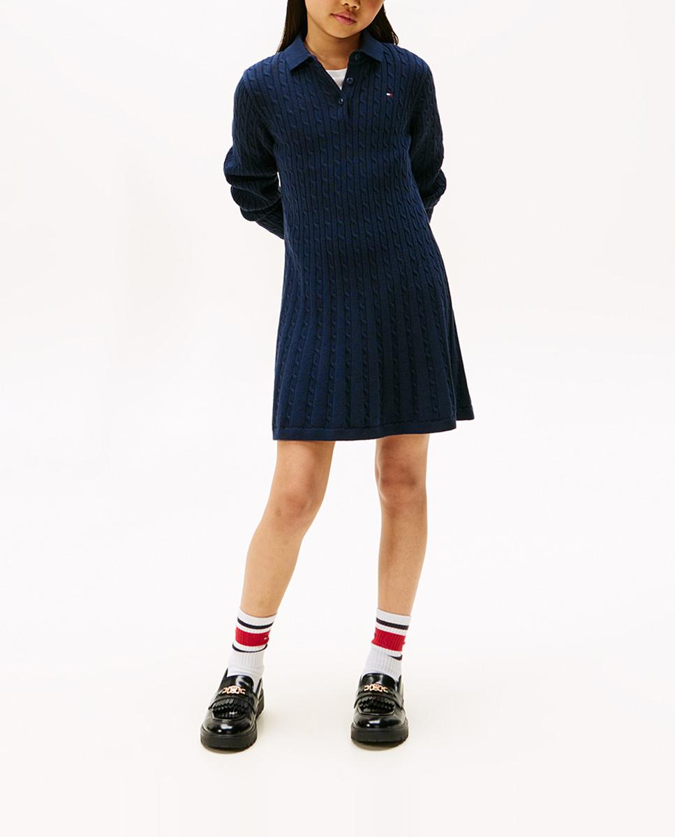 Imagen 0 de Vestido de punto cableado de niña