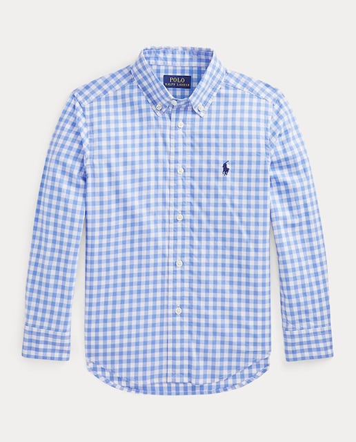 Imagen 0 de Camisa popelín de niño a cuadros en azul