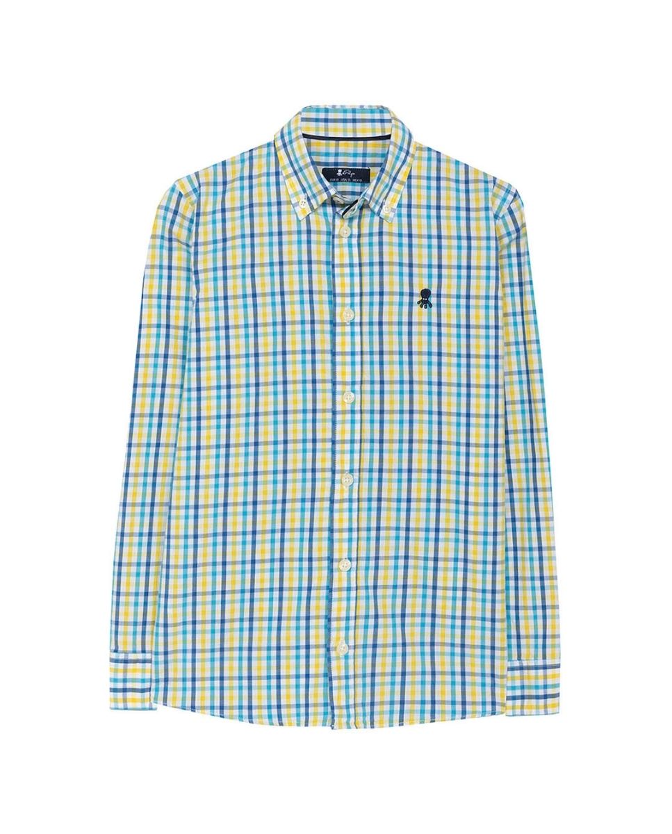 Imagen 0 de Camisa de niño cuadro ventana tricolor popelín