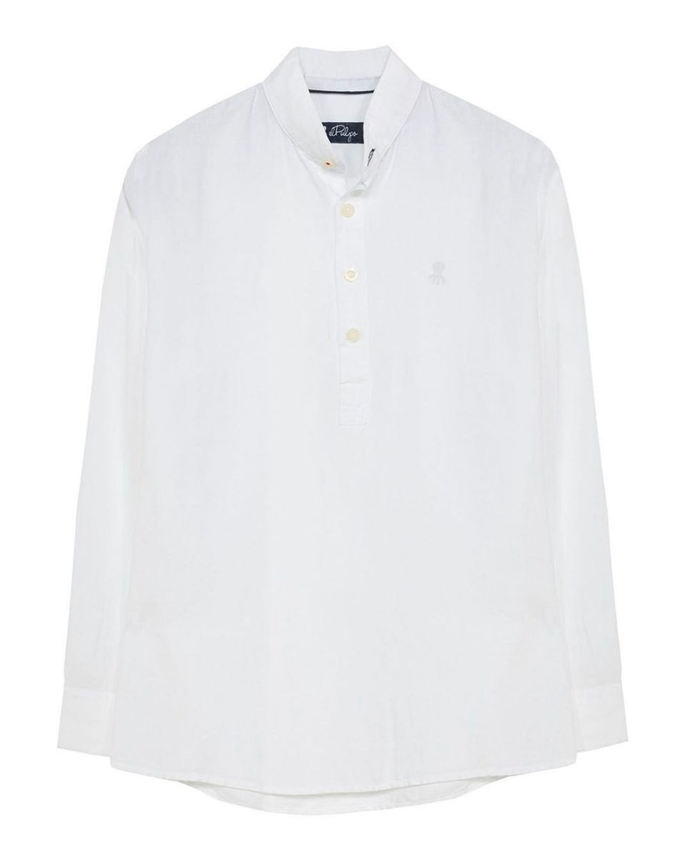 Imagen 0 de Camisa de niño linen mao collar blanco