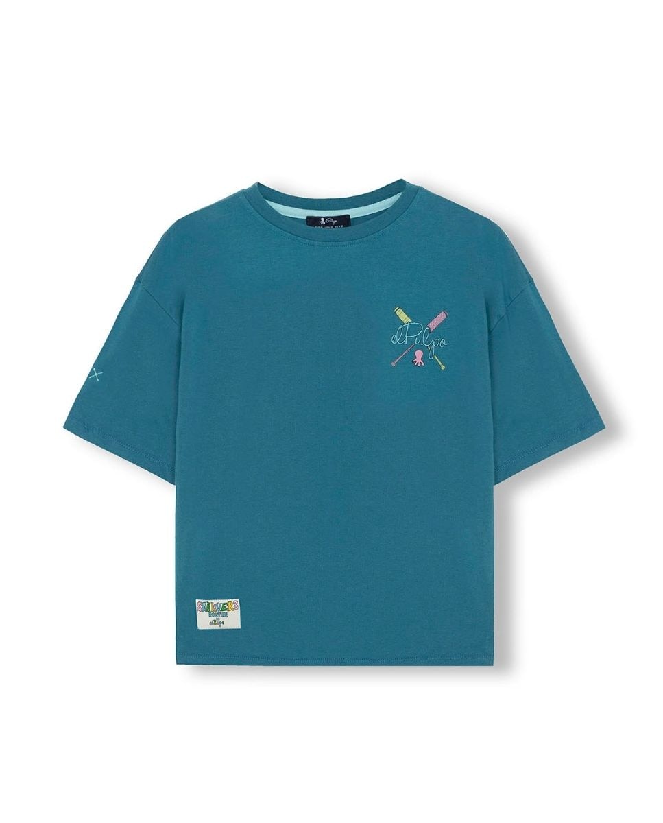Imagen 0 de Camiseta de niño manga corta estampado remos color